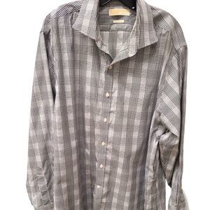 Men's Michael Kors Gray Plaid Button Down Shirt size 24